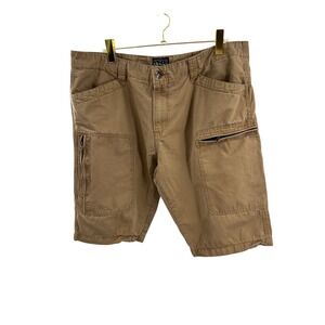 R Sole‎ Men Tan Cargo Shorts Size 40 Zipper Pockets Utility Casual Summer